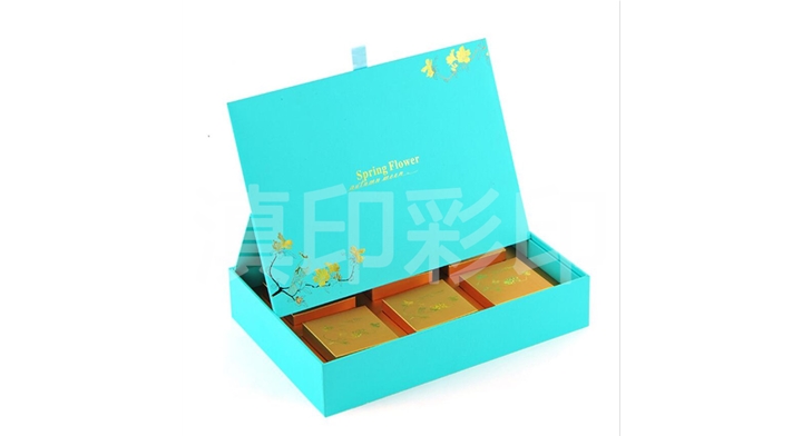 上拉蓋藍色加金卡配6個裝月餅包裝